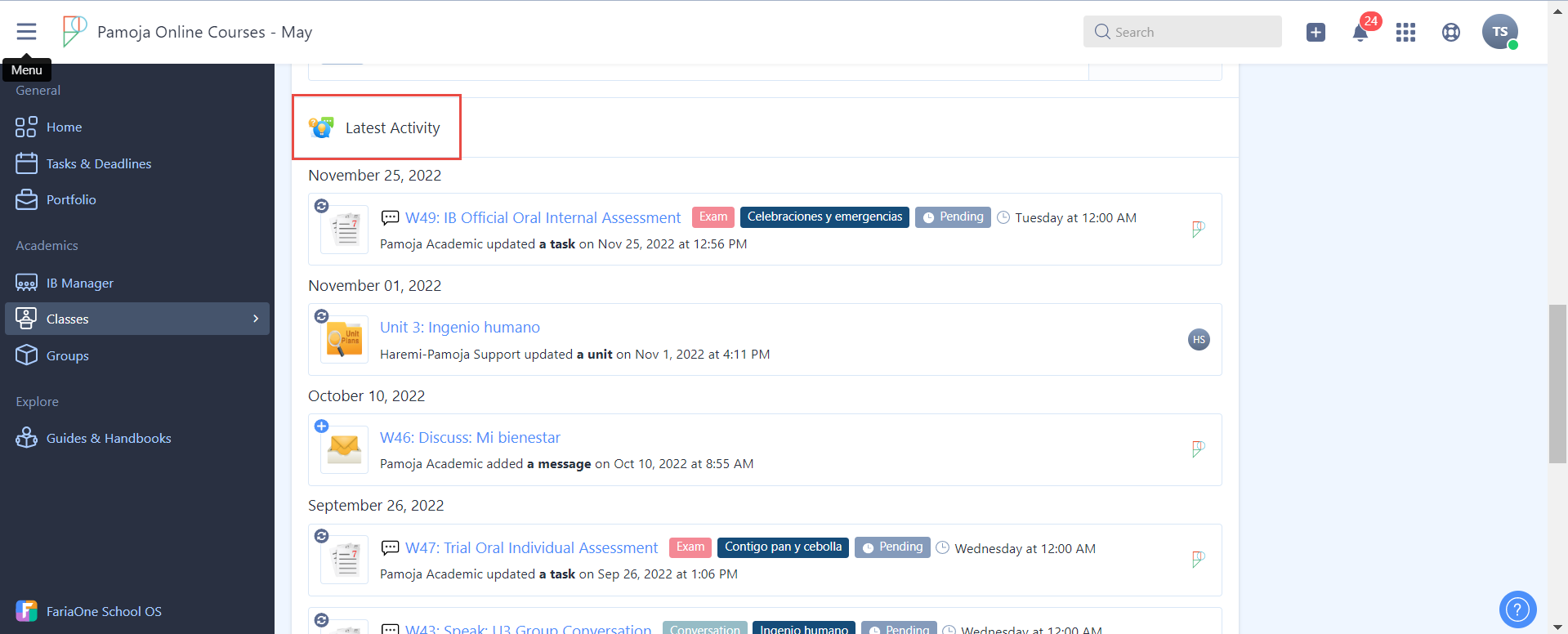 How do I access messages, announcement or contact my teacher? – Pamoja